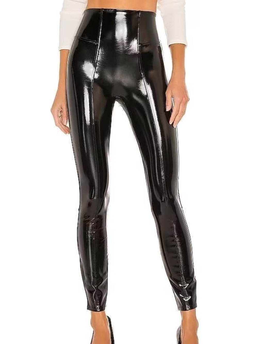 SPANX Faux Patent Leather Leggings Classic Black